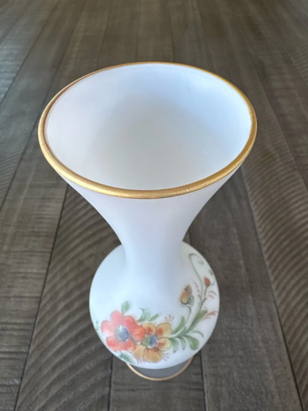 Vintage Frosted Floral Glass Bud Vase